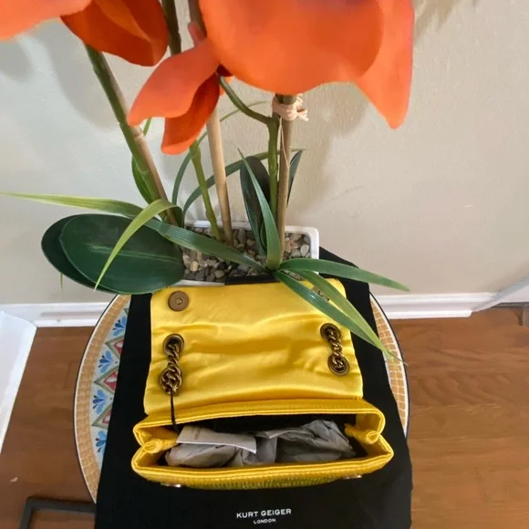 Kurt Geiger London Mini Yellow Embellished Convertible Crossbody - Picture 9 of 9
